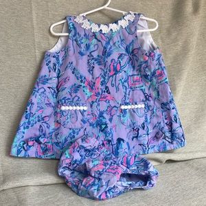 EUC Lilly Pulitzer summer, Baby Lilly Infant Shift Dress & bloomers, Sz 18-24mo